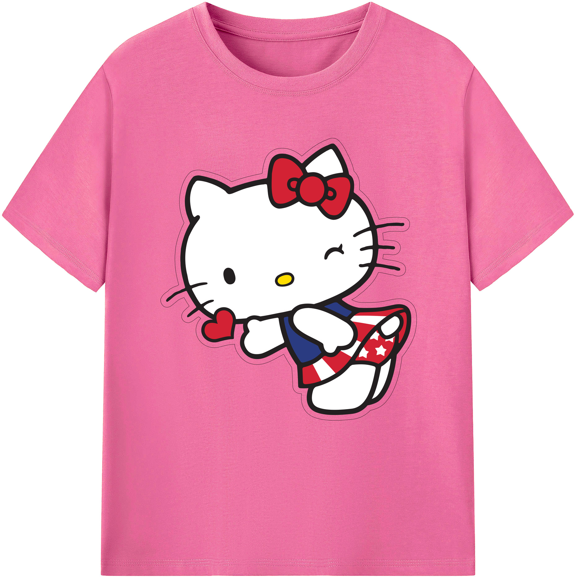 （画像用） Hello Kitty ハローキティ レディースカジュアルプリントTシャツ（綿100％）
